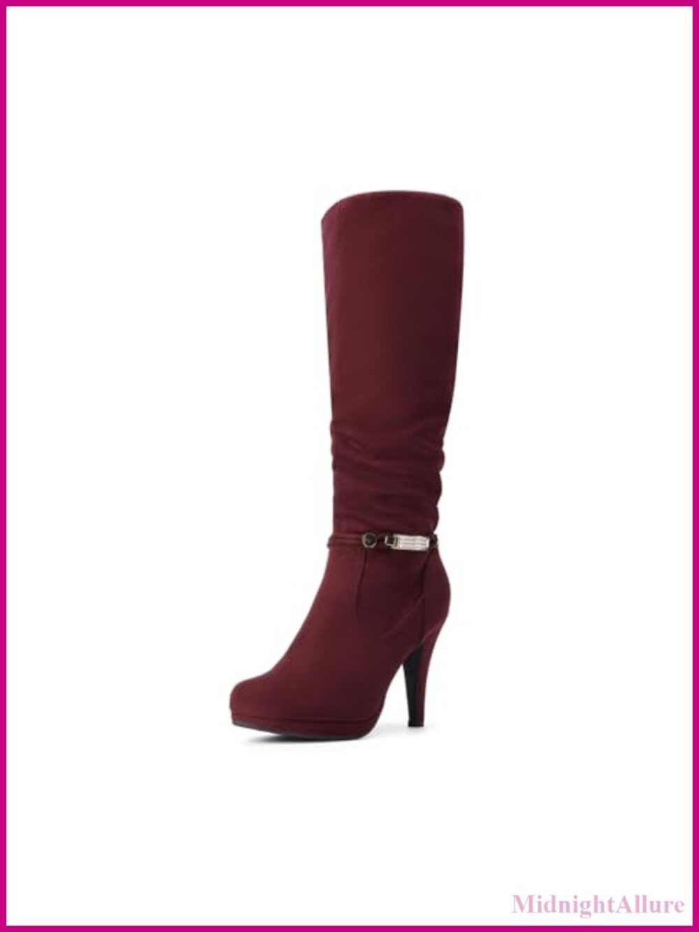 Women's Knee High Platform Boots Faux Suede Fur Lined 4-Inch Heel